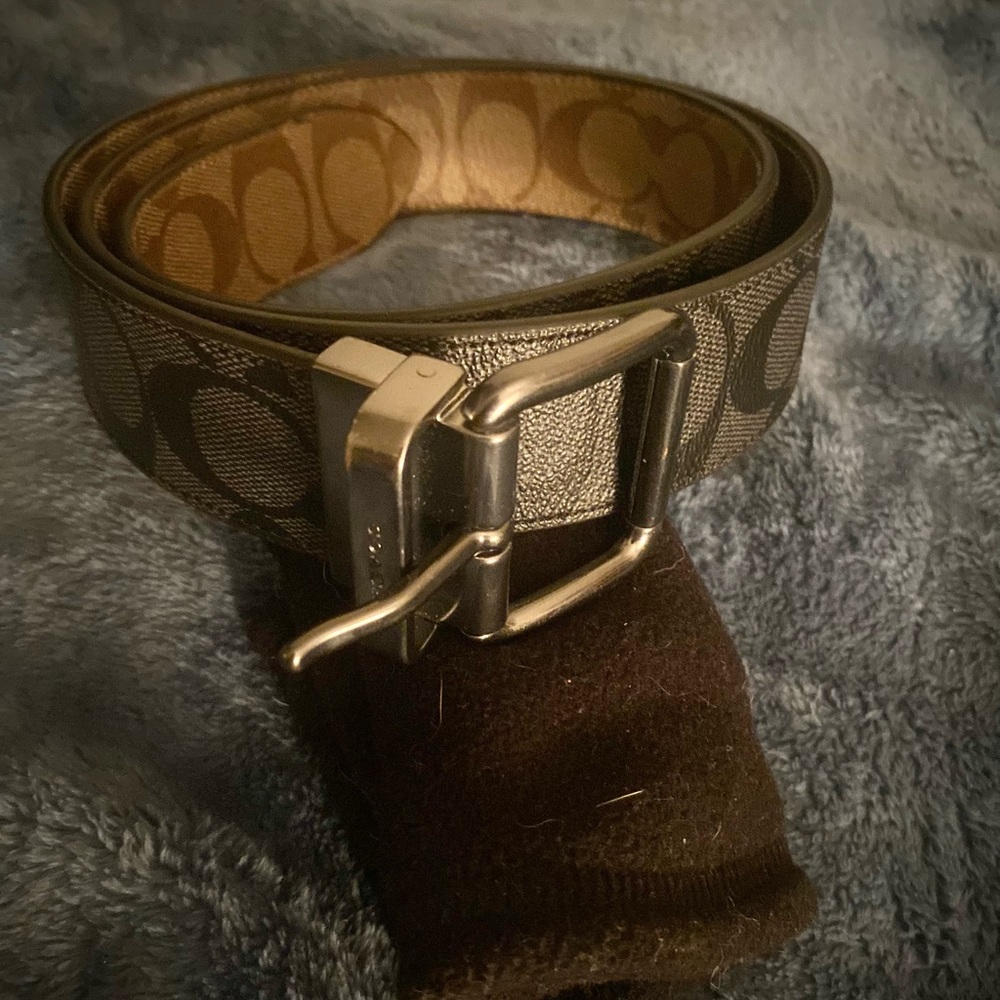 COACH Men's GG Supreme Canvas G Buckle Belt•Brown